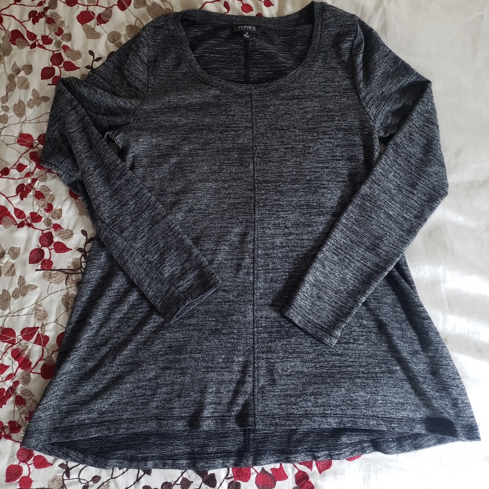 Jones New York Heather Black Long Sleeve Knit Top Size Small